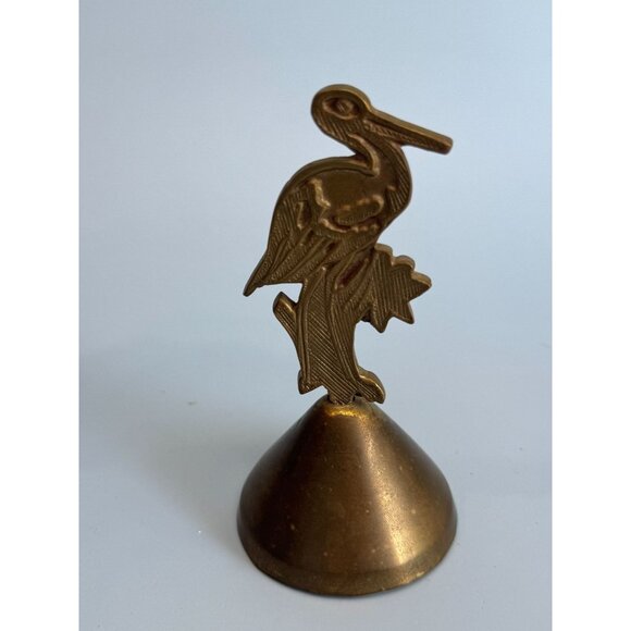 Vintage Brass Stork Bell  Bells Of Sarna Made In India 4 1/4" - Picture 2 of 7